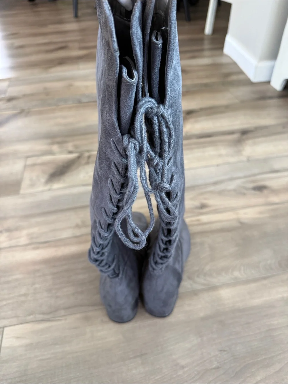 Cato Women’s Gray Suede Mid-Calf Block Heel Boots Size 8